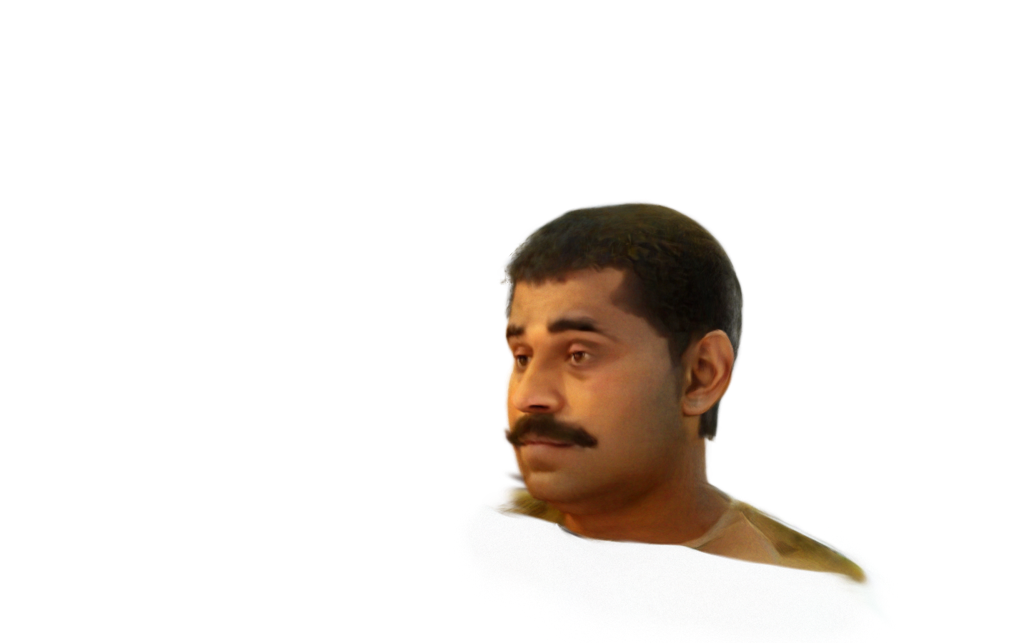 A Team Falcon player: a live 3D scan of their head and shoulders, turned three-quarters toward you.